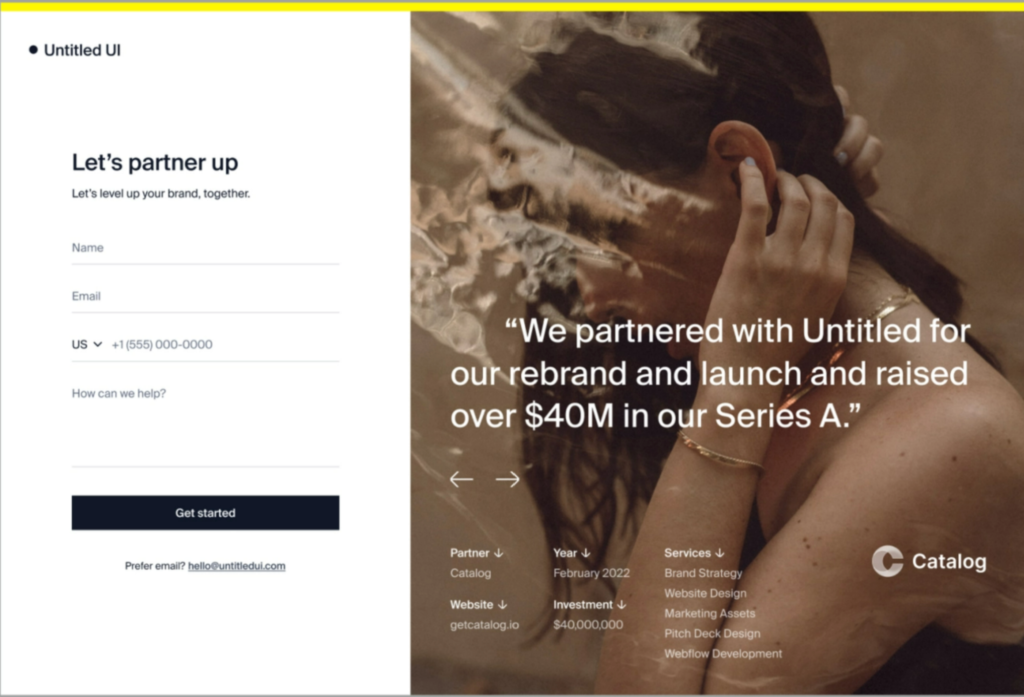 Example of a full page form