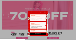 women's clothing website with popup