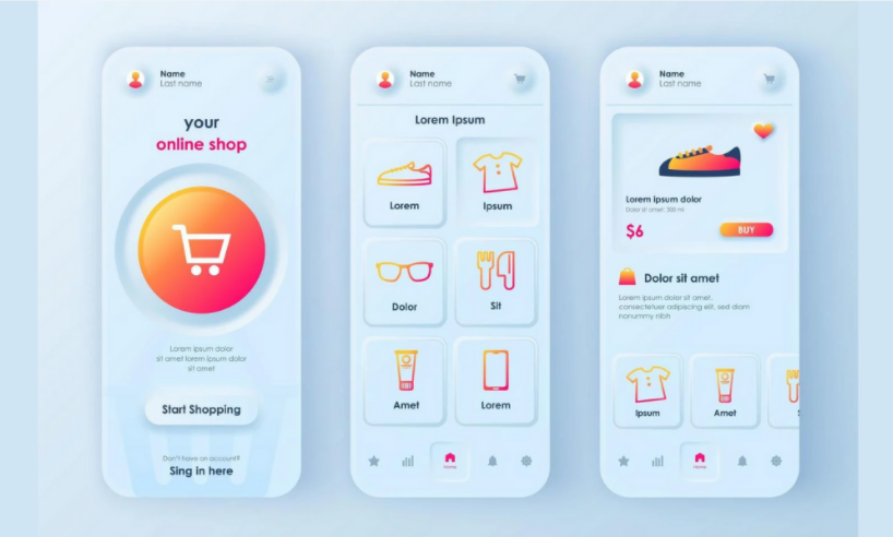 A design mockup of an online shop